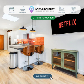 4 Bedroom 4 Bathroom House - Sleeps 7 - Prime Location, Free Parking, Self-Check-In, Workspace, Fast Wifi and Smart TV with Virgin TV and Netflix by Yoko Property